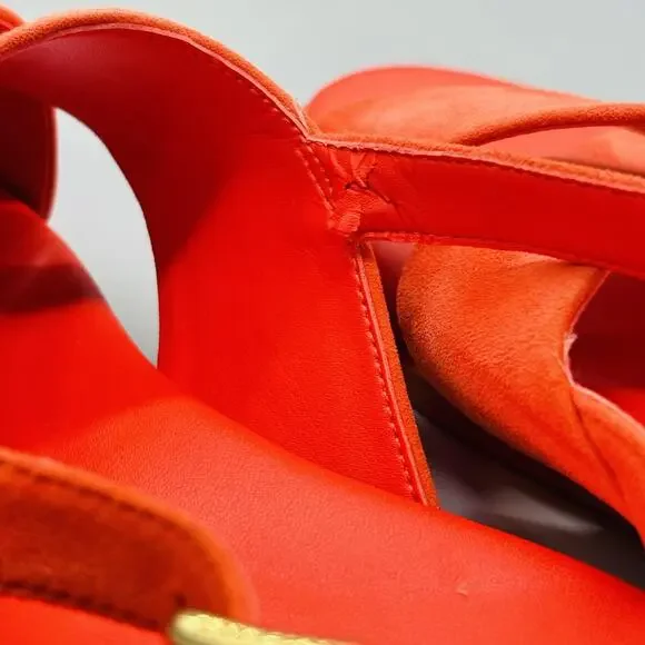 Cole Haan Sandals Womens 7 Orange Suede Grand 360 Slingback Flats Comfort Shoes - Picture 11 of 12